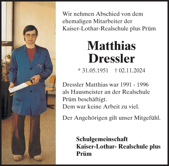 Traueranzeige von Matthias Dressler von WochenSpiegel