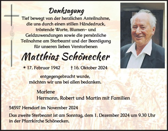 Traueranzeige von Matthias Schönecker von WochenSpiegel