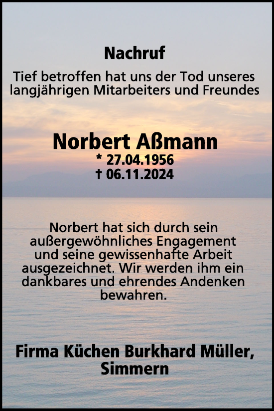 Traueranzeige von Norbert Aßmann von WochenSpiegel