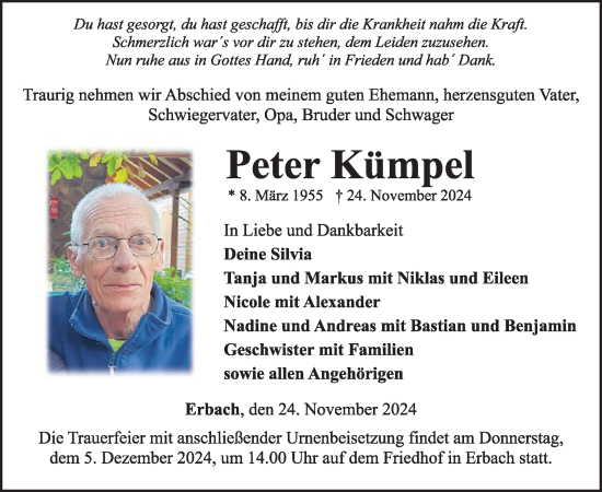 Traueranzeige von Peter Kümpel von WochenSpiegel