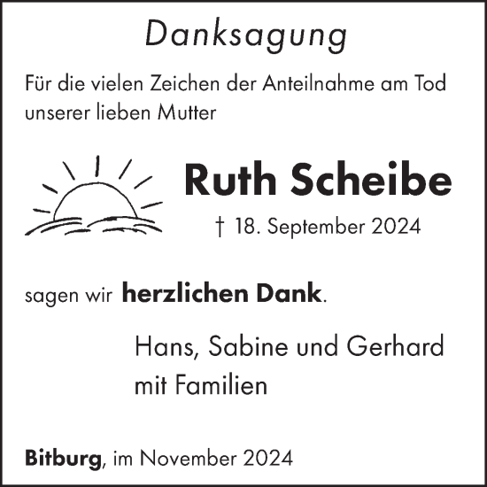 Traueranzeige von Ruth Scheibe von WochenSpiegel