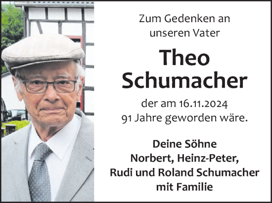 Traueranzeige von Theo Schumacher von WochenSpiegel