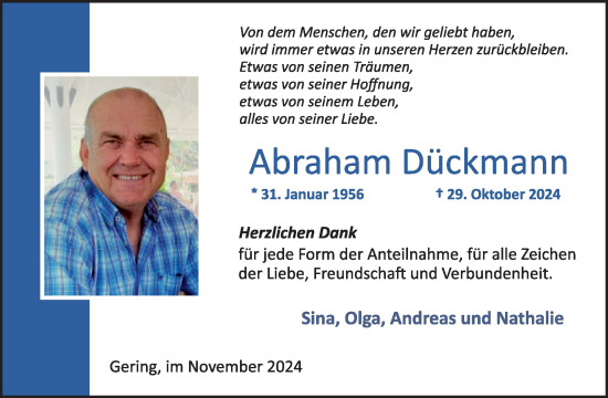 Traueranzeige von Abraham Dückmann von WochenSpiegel