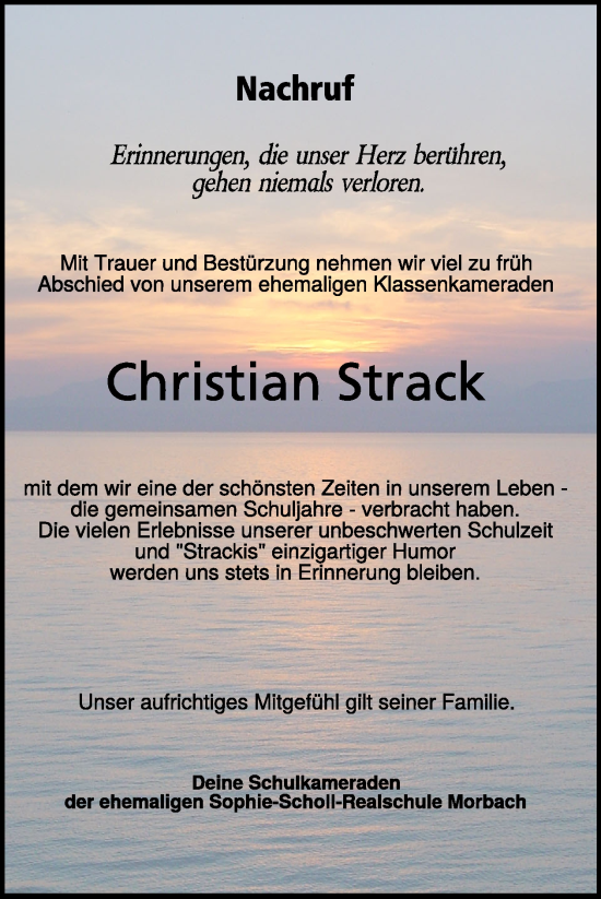 Traueranzeige von Christian Strack von WochenSpiegel