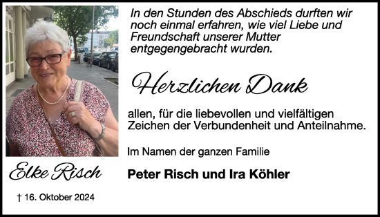 Traueranzeige von Elke Risch von WochenSpiegel