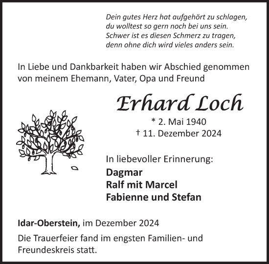 Traueranzeige von Erhard Loch von WochenSpiegel