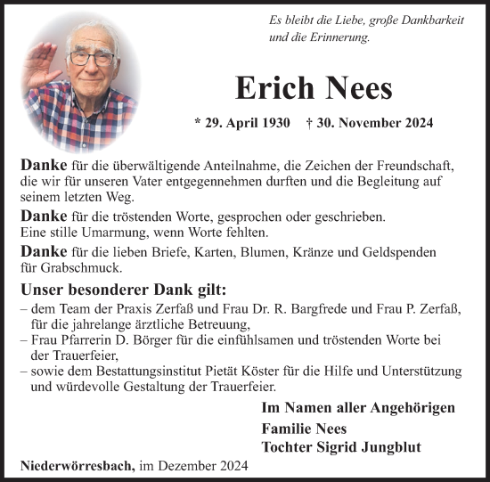 Traueranzeige von Erich Nees von WochenSpiegel