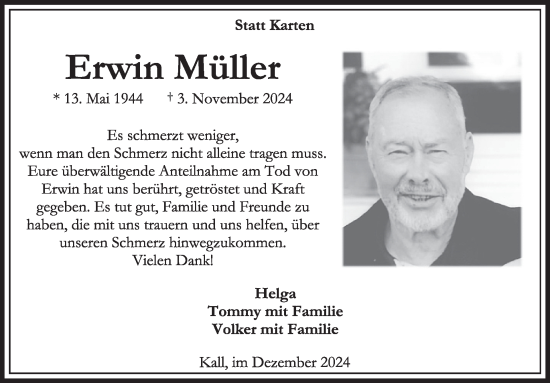 Traueranzeige von Erwin Müller von WochenSpiegel