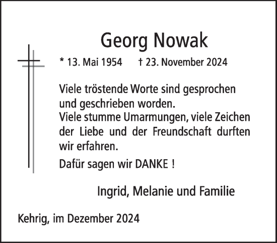 Traueranzeige von Georg Nowak von WochenSpiegel