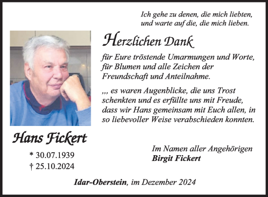 Traueranzeige von Hans Fickert von WochenSpiegel