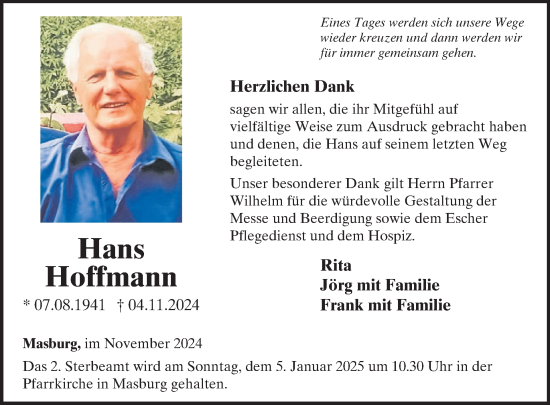 Traueranzeige von Hans Hoffmann von WochenSpiegel