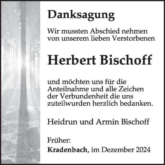 Traueranzeige von Herbert Bischoff von WochenSpiegel