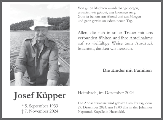 Traueranzeige von Josef Küpper von WochenSpiegel