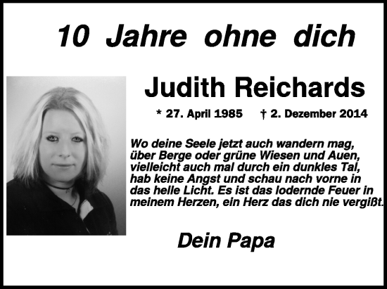 Traueranzeige von Judith Reichards von WochenSpiegel