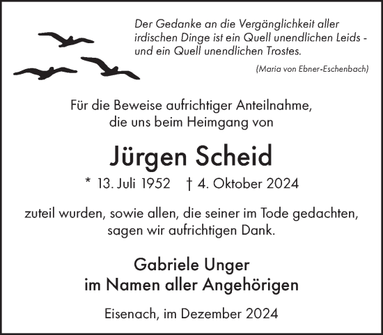 Traueranzeige von Jürgen Scheid von WochenSpiegel