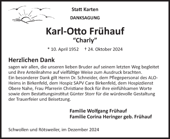 Traueranzeige von Karl-Otto Frühauf von WochenSpiegel