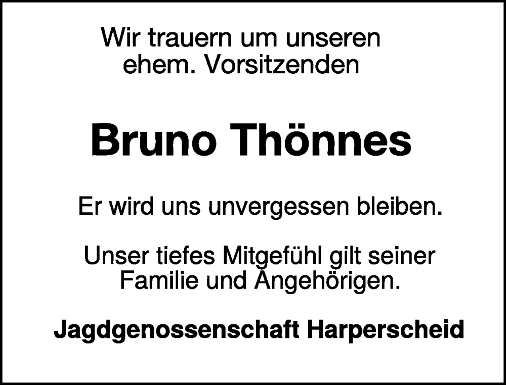  Traueranzeige für Bruno Thönnes vom 14.02.2024 aus WochenSpiegel