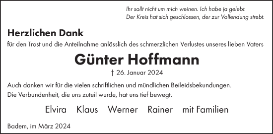 Traueranzeige von Günter Hoffmann von WochenSpiegel