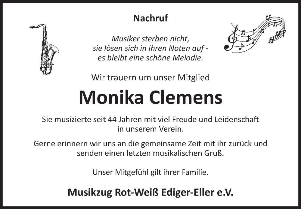  Traueranzeige für Monika Clemens vom 14.02.2024 aus WochenSpiegel