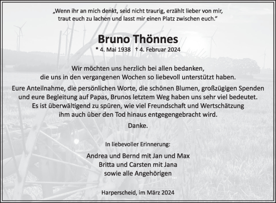 Traueranzeige von Bruno Thönnes von WochenSpiegel