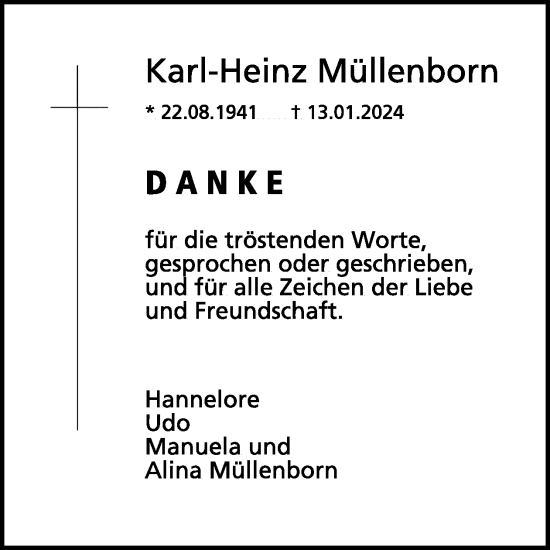 Traueranzeige von Karl-Heinz Müllenborn von WochenSpiegel