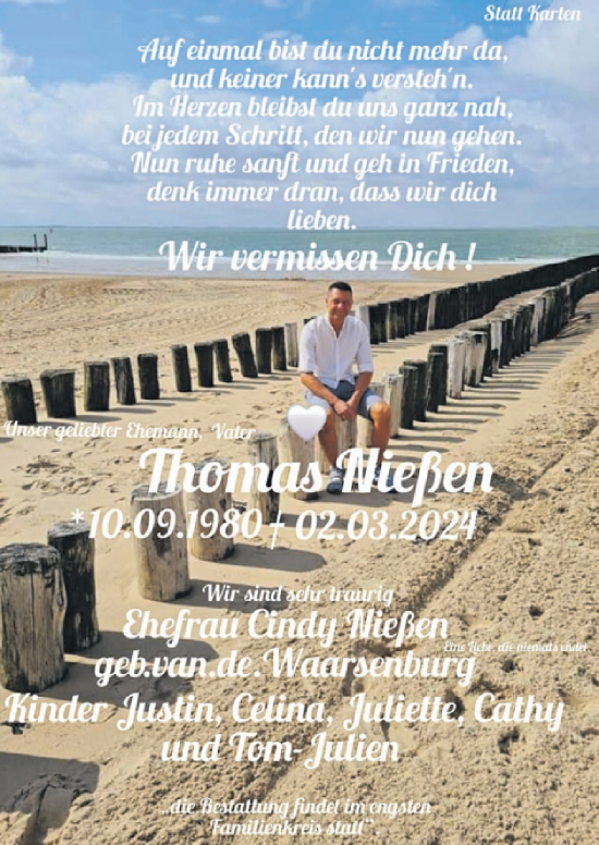 Traueranzeige von Thomas Nießen von WochenSpiegel