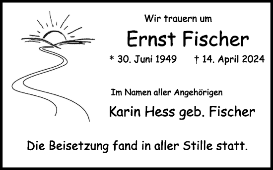 Traueranzeige von Ernst Fischer von WochenSpiegel