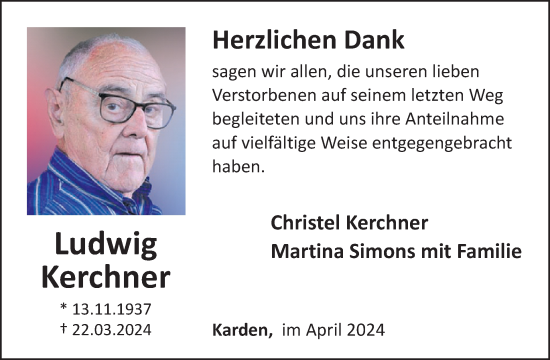 Traueranzeige von Ludwig Kerchner von WochenSpiegel