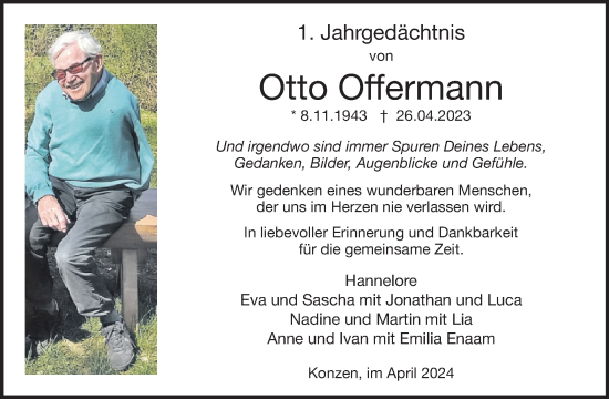 Traueranzeige von Otto Offermann von WochenSpiegel