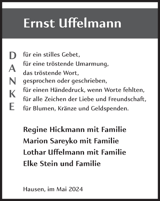 Traueranzeige von Ernst Uffelmann von WochenSpiegel