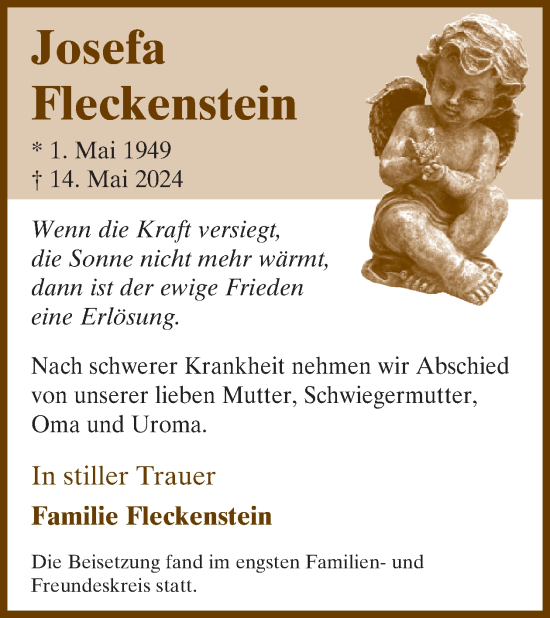 Traueranzeige von Josefa Fleckenstein von WochenSpiegel