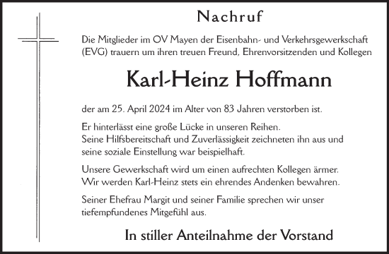 Traueranzeige von Karl-Heinz Hoffmann von WochenSpiegel