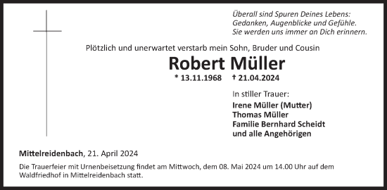 Traueranzeige von Robert Müller von WochenSpiegel