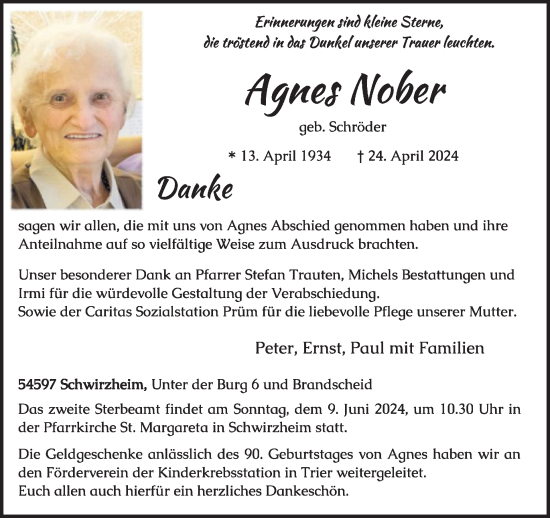 Traueranzeige von Agnes Nober von WochenSpiegel