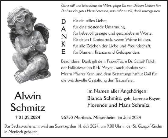 Traueranzeige von Alwin Schmitz von WochenSpiegel