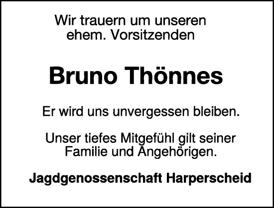 Traueranzeige von Bruno Thönnes von WochenSpiegel