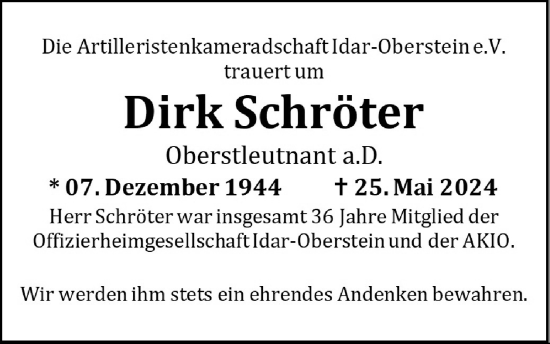 Traueranzeige von Dirk Schröter von WochenSpiegel