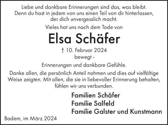 Traueranzeige von Elsa Schäfer von WochenSpiegel