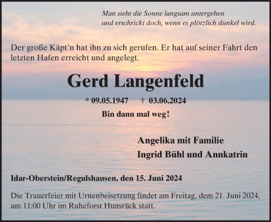 Traueranzeige von Gerd Langenfeld von WochenSpiegel