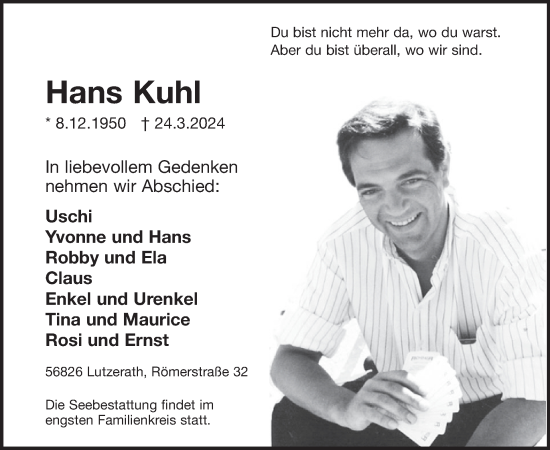 Traueranzeige von Hans Kuhl von WochenSpiegel