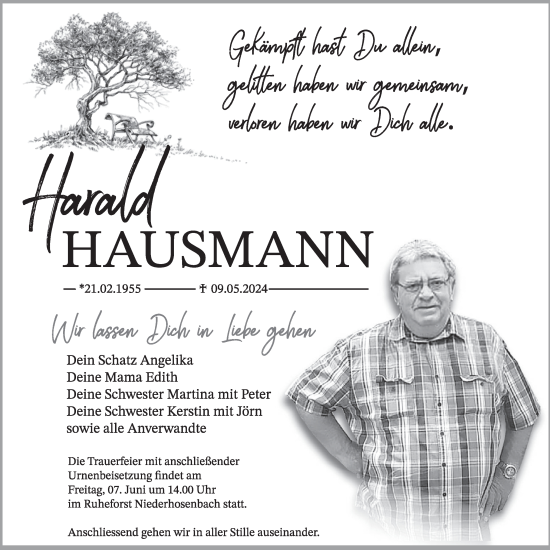 Traueranzeige von Harald Hausmann von WochenSpiegel