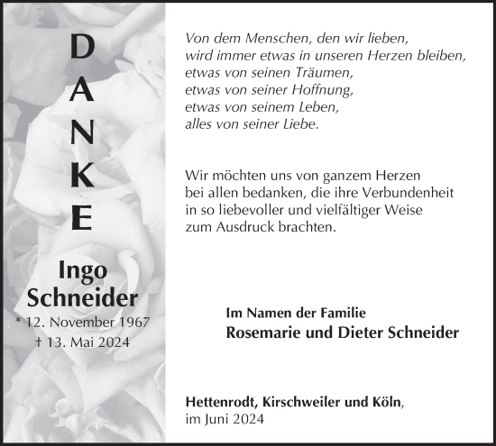 Traueranzeige von Ingo Schneider von WochenSpiegel