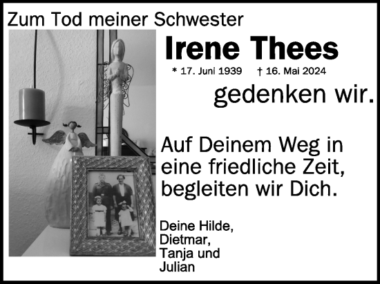 Traueranzeige von Irene Thees von WochenSpiegel