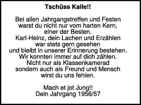 Traueranzeige von Kalle  von WochenSpiegel