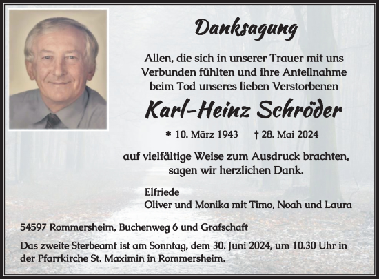 Traueranzeige von Karl-Heinz Schröder von WochenSpiegel