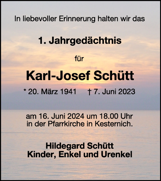 Traueranzeige von Karl-Josef Schütt von WochenSpiegel