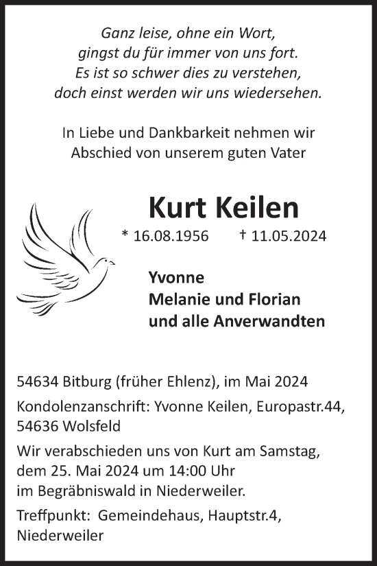 Traueranzeige von Kurt Keilen von WochenSpiegel