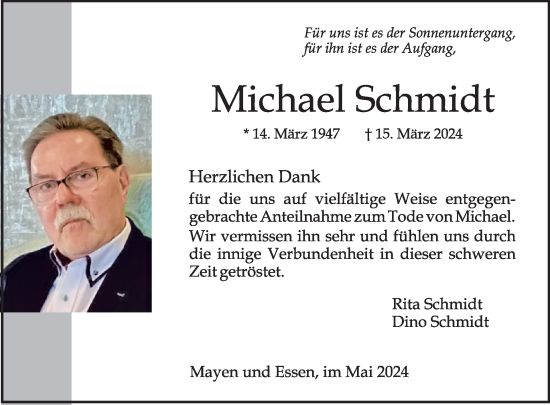 Traueranzeige von Michael Schmidt von WochenSpiegel