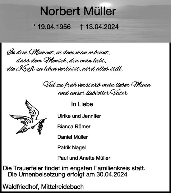 Traueranzeige von Norbert Müller von WochenSpiegel