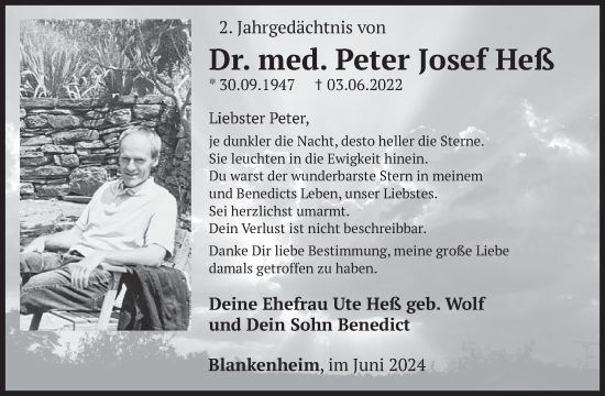 Traueranzeige von Peter Josef Heß von WochenSpiegel